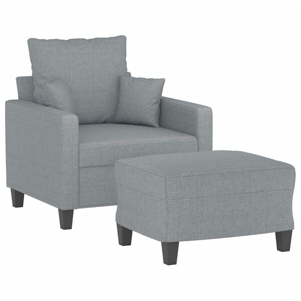 vidaXL Fauteuil avec repose-pied Gris clair 60 cm Tissu