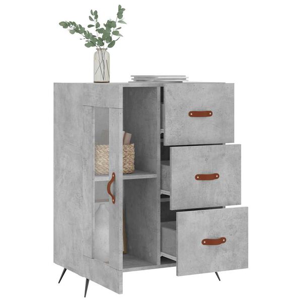 vidaXL Buffet gris b&eacute;ton 69,5x34x90 cm bois d'ing&eacute;nierie