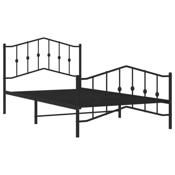 vidaXL Cadre de lit métal sans matelas avec pied de lit noir 107x203cm