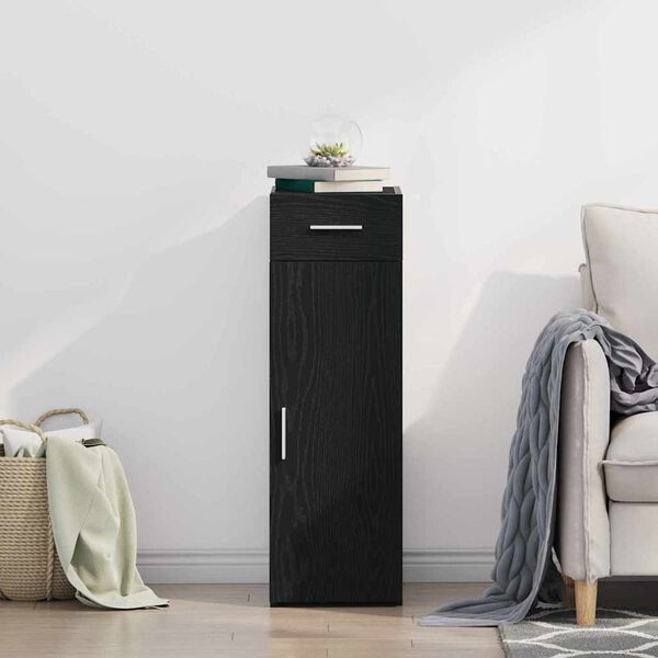 vidaXL Buffet avec tiroir Ch&ecirc;ne noir 30 x 42,5 x 93 cm