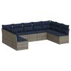 vidaXL Salon de jardin 9 pcs avec coussins gris r&eacute;sine tress&eacute;e