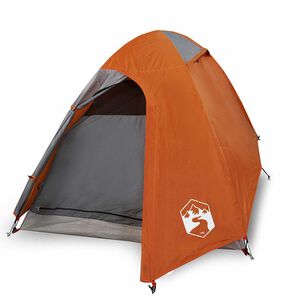 vidaXL Tente de camping &agrave; d&ocirc;me 2 personnes gris et orange imperm&eacute;able