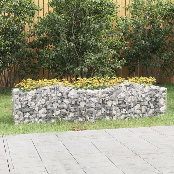 vidaXL Lit surélevé à gabions arqué 200x50x50 cm Fer galvanisé