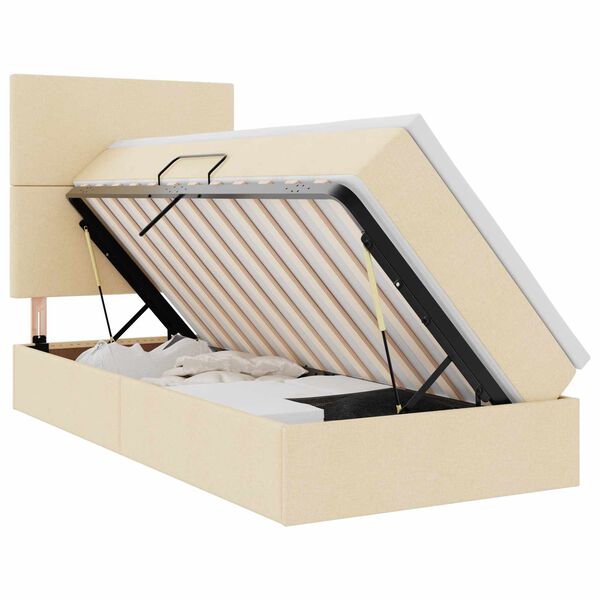 vidaXL Lit avec rangement et matelas Cr&egrave;me 90 x 190 cm Polyester