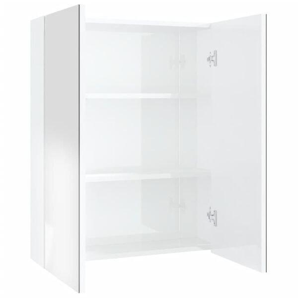 vidaXL Armoire &agrave; miroir de salle de bain 60x15x75cm MDF Blanc brillant