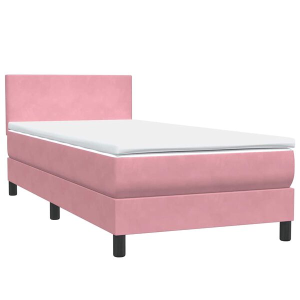 vidaXL Sommier &agrave; lattes de lit avec matelas rose 90x210 cm velours