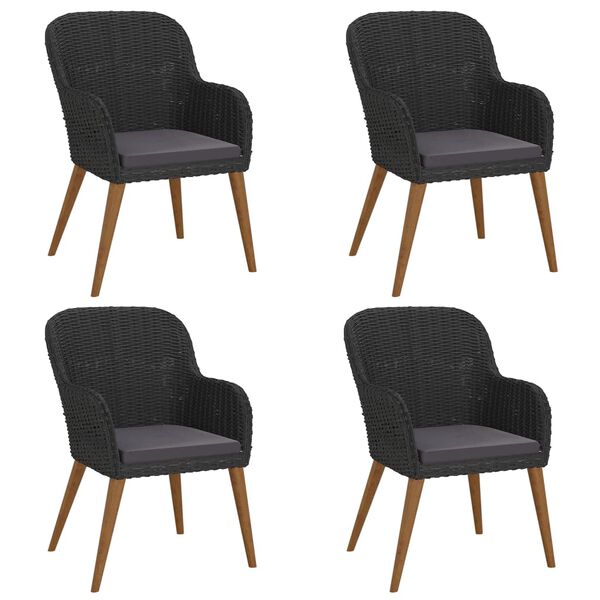 vidaXL Ensemble à manger de jardin avec coussins 5 pcs Noir