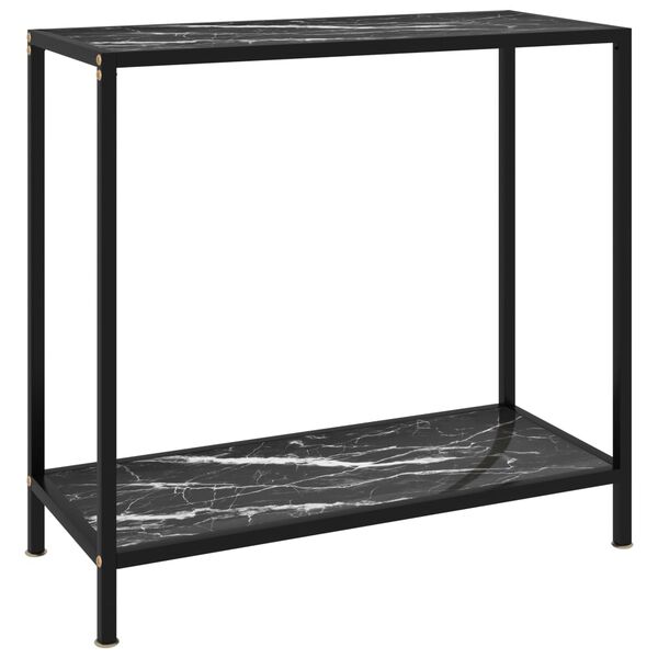 vidaXL Table console Noir 80x35x75 cm Verre tremp&eacute;