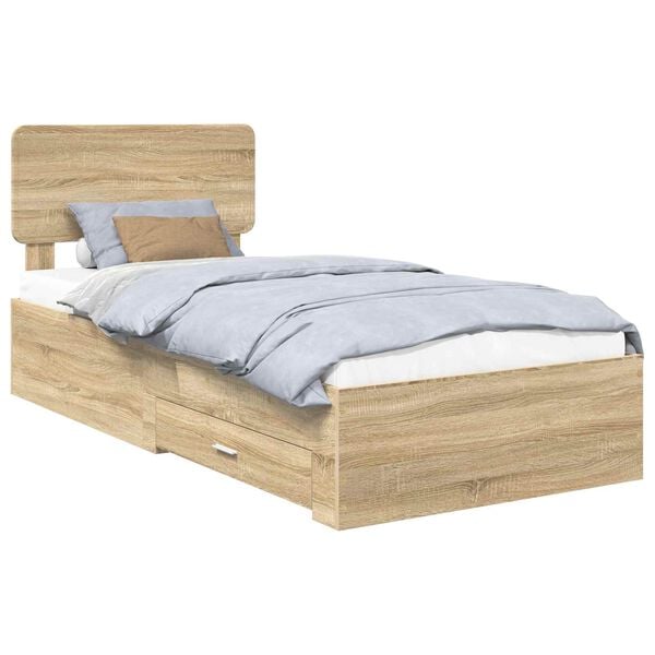 vidaXL Cadre de lit Ch&ecirc;ne Sonoma 90 x 190 cm Bois d'ing&eacute;nierie