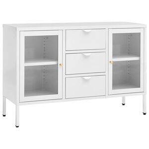 vidaXL Buffet Blanc 105x35x70 cm Acier et verre tremp&eacute;