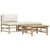vidaXL Salon de jardin 3 pcs avec coussins blanc cr&egrave;me Bambou