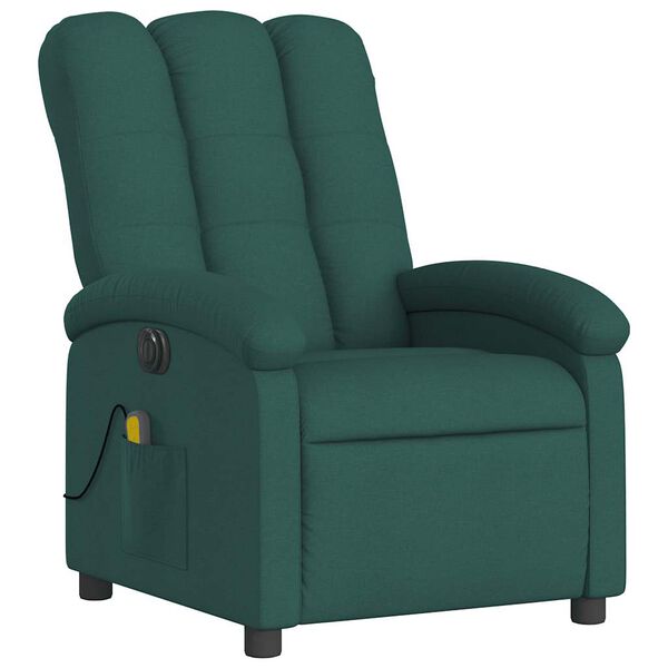 vidaXL Fauteuil de massage inclinable &eacute;lectrique Vert fonc&eacute; Tissu