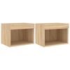 vidaXL Tables de chevet murales avec lumi&egrave;res LED 2 pcs ch&ecirc;ne sonoma