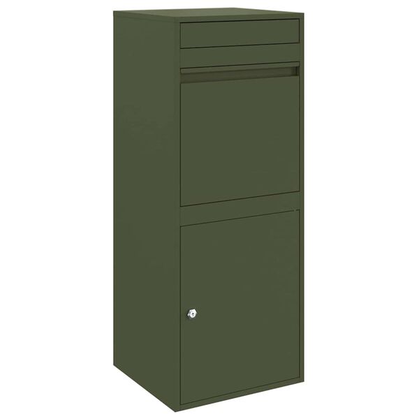 vidaXL Bo&icirc;te de d&eacute;p&ocirc;t de colis Vert olive 41 x 38 x 103 cm Acier