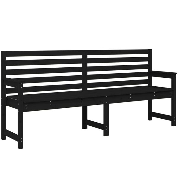 vidaXL Banc de jardin noir 203,5x48x91,5 cm bois massif de pin