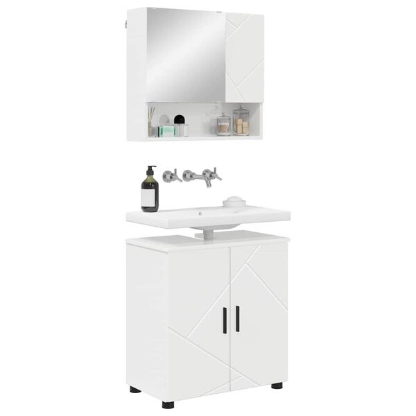 vidaXL Ensemble de mobilier de salle de bain 2 pcs Blanc brillant