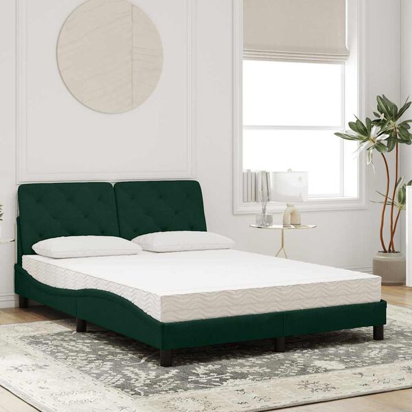 vidaXL Lit avec matelas vert fonc&eacute; 140x190 cm velours