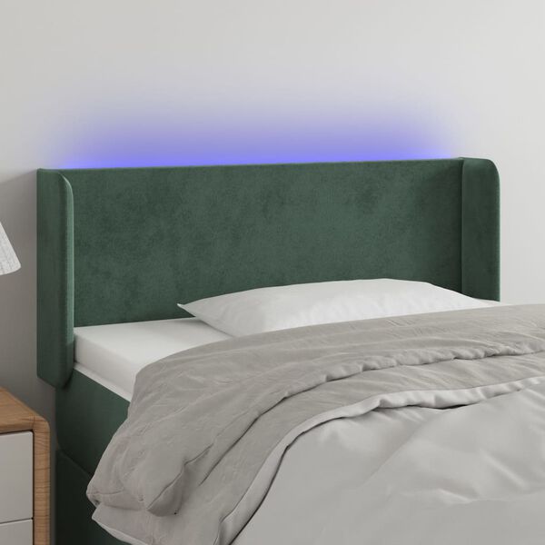 vidaXL T&ecirc;te de lit &agrave; LED Vert fonc&eacute; 83x16x78/88 cm Velours