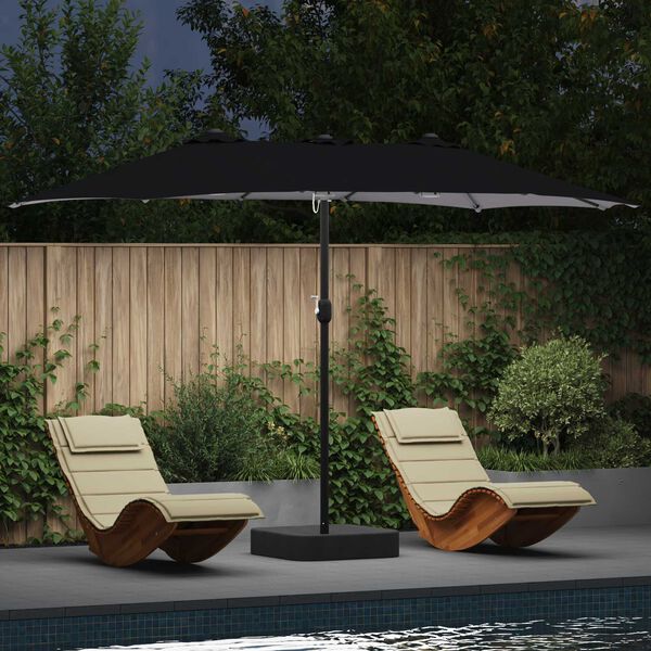 vidaXL Parasol de jardin Noir 385 x 209 x 244 cm Polyester