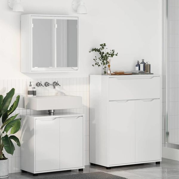 vidaXL Ensemble de mobilier de salle de bain 3 pcs Blanc brillant