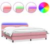 vidaXL Sommier &agrave; lattes de lit avec matelas et LED rose 180x210 cm velours
