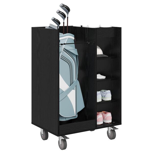 vidaXL Armoire de Golf avec roue Uni Ch&ecirc;ne noir 65 x 45 x 98 cm