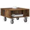 vidaXL Table d'appoint avec roues Bois ancien 50,5 x 50 x 30 cm