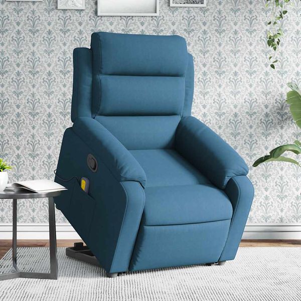vidaXL Fauteuil de massage inclinable Bleu Velours
