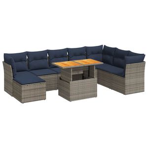 vidaXL Salon de jardin 6 pcs avec coussins gris r&eacute;sine tress&eacute;e