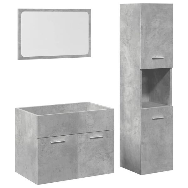 vidaXL Ensemble de meubles de salle de bain 3 pcs gris b&eacute;ton