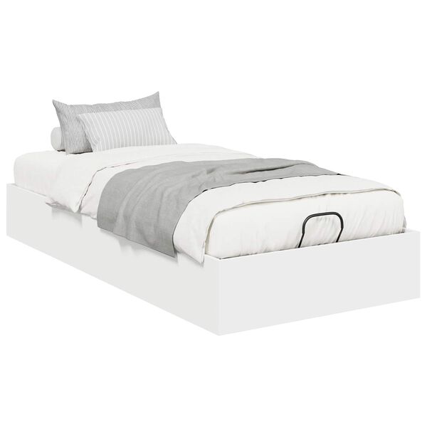 vidaXL Cadre de lit ottoman Blanc 80,5 x 200 cm Bois d&rsquo;ing&eacute;nierie