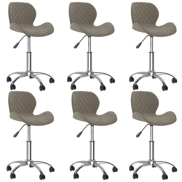 vidaXL Chaises pivotantes &agrave; manger lot de 6 Gris clair Velours
