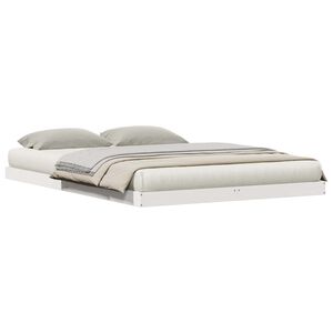 vidaXL Cadre de lit sur&eacute;lev&eacute; Blanc 213.5 x 104 x 9 cm Pin massif