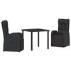 vidaXL Ensemble de salle &agrave; manger pour jardin 3 pc Noir polyrotin