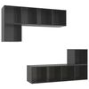 vidaXL Ensemble de meuble TV 4 pcs Gris brillant Bois d'ing&eacute;nierie