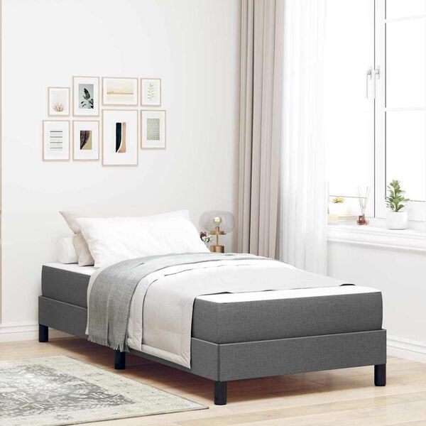 vidaXL Lit à ressorts avec matelas Gris foncé 80 x 200 cm tissu