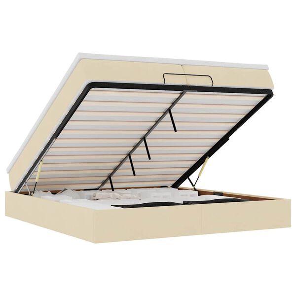 VidaXL Cadre de lit ottoman avec matelas cr&egrave;me 200x200cm tissu