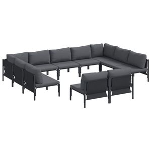 vidaXL Ensemble de canap&eacute; de jardin 11 pc Noir Acier