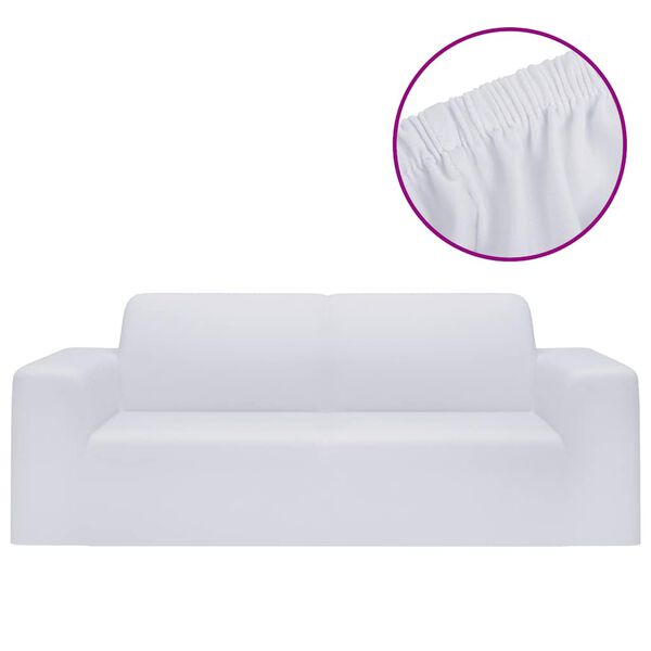 vidaXL Housse extensible de canap&eacute; 2 places Blanc Jersey de polyester