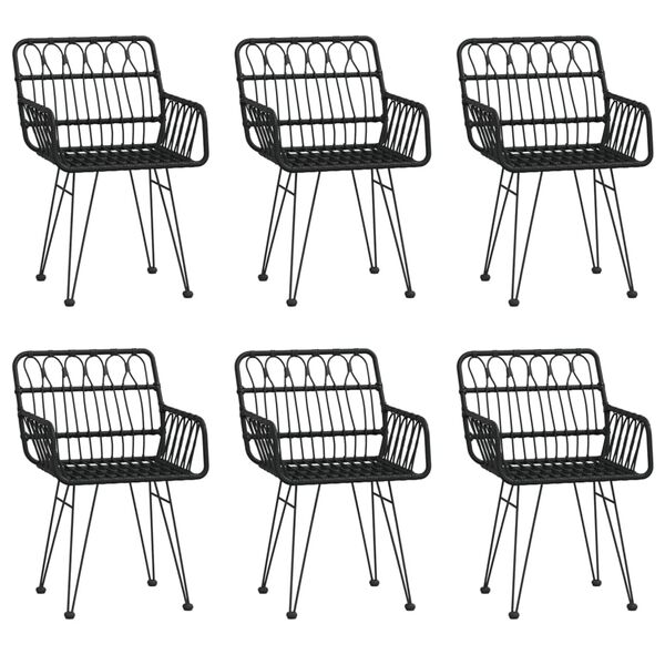 vidaXL Ensemble &agrave; manger de jardin 7 pcs Noir R&eacute;sine tress&eacute;e