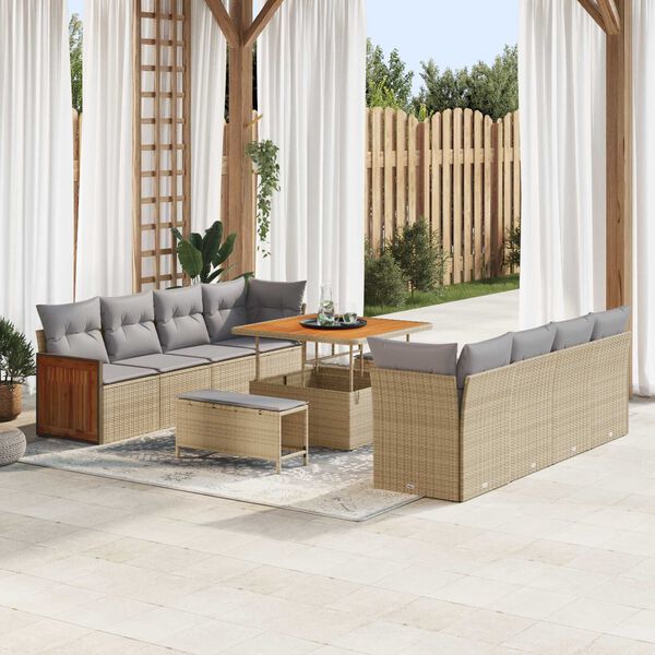 vidaXL Ensemble de canap&eacute; de jardin 12 pcs Beige et Gris clair