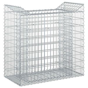 vidaXL Lit sur&eacute;lev&eacute; gabion Argent&eacute;