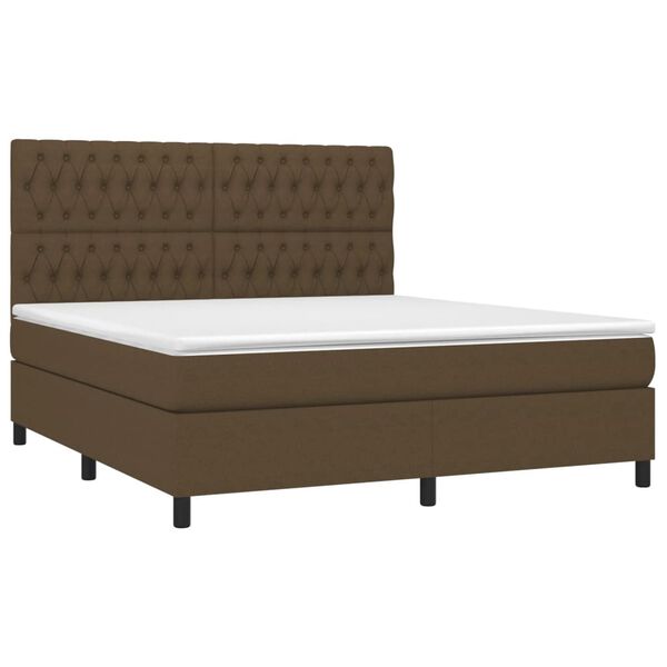vidaXL Sommier &agrave; lattes de lit matelas et LED Marron fonc&eacute; 180x200cm