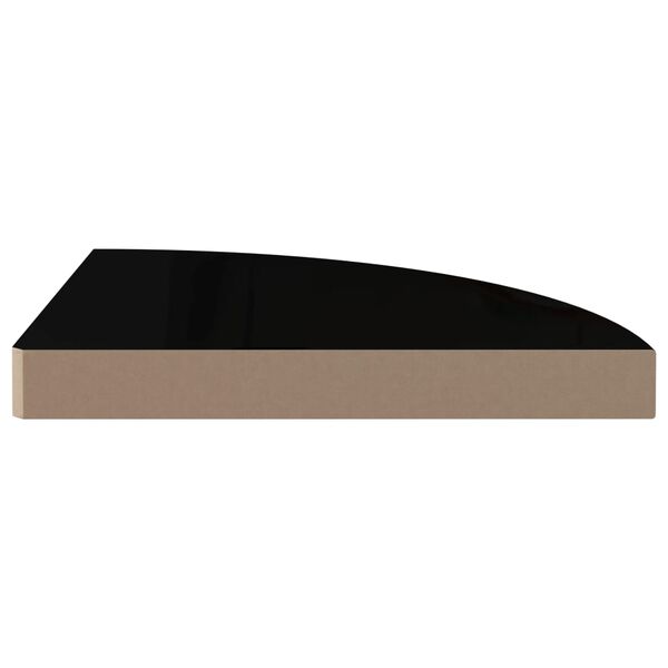 vidaXL &Eacute;tag&egrave;re d'angle flottante noir brillant 35x35x3,8 cm MDF
