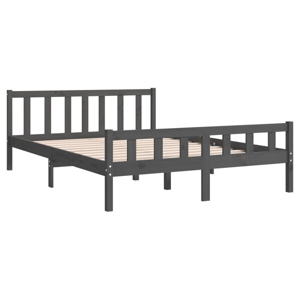 vidaXL Cadre de lit sans matelas gris bois massif 120x200 cm