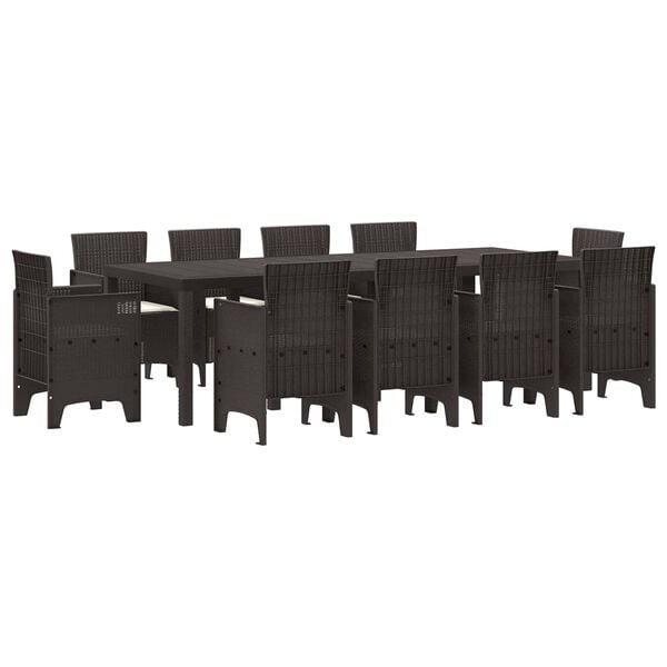 vidaXL Ensemble de salle &agrave; manger pour jardin 11 pcs Marron