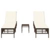 vidaXL Chaises longues lot de 2 avec table marron r&eacute;sine tress&eacute;e