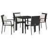 vidaXL Ensemble de salle &agrave; manger pour jardin 5 pcs Noir polyrotin