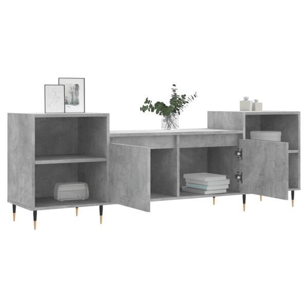 vidaXL Meuble TV Gris b&eacute;ton 160x35x55 cm Bois d'ing&eacute;nierie