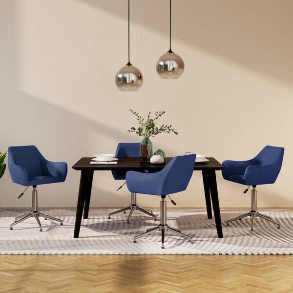 vidaXL Chaises pivotantes &agrave; manger lot de 4 bleu tissu